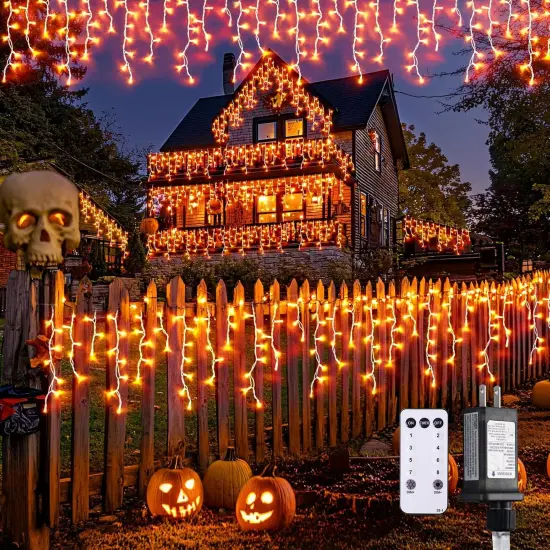 38.8 FT 400 LED Orange Halloween Lights Outdoor {1}