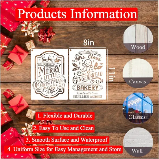 10 Pieces Christmas Stencils Reusable - 8 X 11 Inch {3}