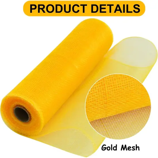 10" Two Tone Deco Mesh Ribbon: Yellow & Gold {4}