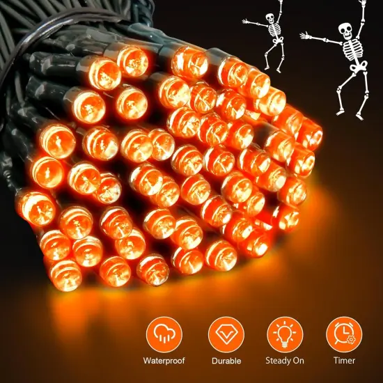 Halloween Orange String Lights - Battery Operated - 16.4Ft, 50LED {3}