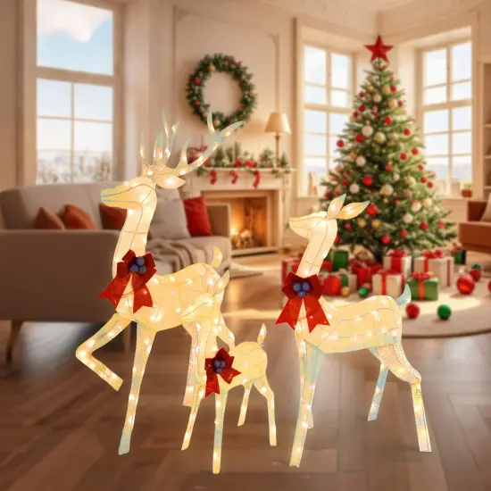 Outdoor or Indoor Christmas Reindeer Decoration with Warm LED Lights & Stakes {3}