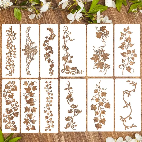 Leaf Stencils Vine Stencil Leaves Floral Stencils Reusable DIY Crafts Drawing Templates for Painting on Wood Wall Canvas Furniture {1}