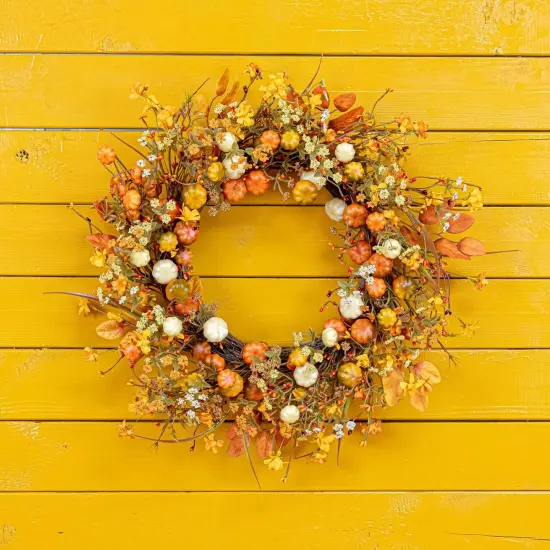 22 Inches Rustic Fall Wreath Farmhouse Autumn Wreaths {4}