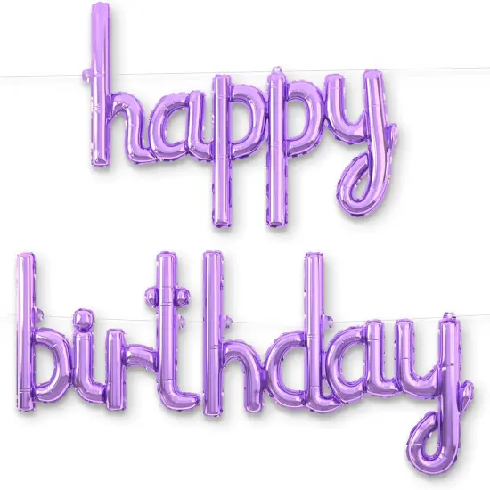 Happy Birthday Cursive Foil Balloons - Purple {1}