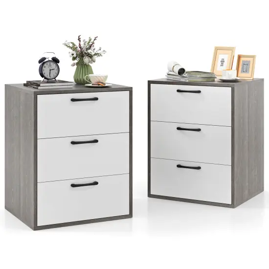 Costway 1/2 PCS 3 Drawer Dresser Chest of Drawer Storage Cabinet with Wide Storage Space Organizer {2}