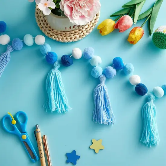3Pcs Blue Pom Pom Garland {3}