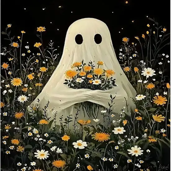 Halloween Ghost Flower Diamond Art Kits {1}