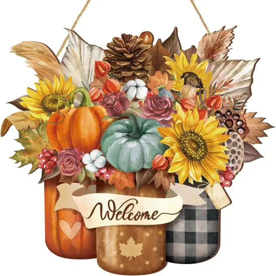 Fall Welcome Door Sign Porch (Bright Pattern) {1}