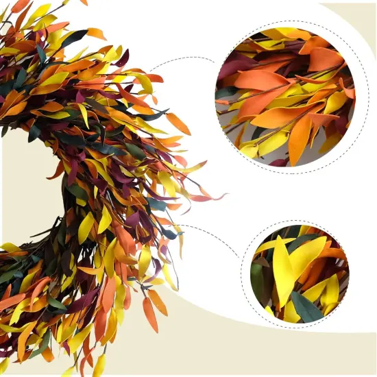 Harvest Wreath with Leaves- Fall Leaf Wreath {2}