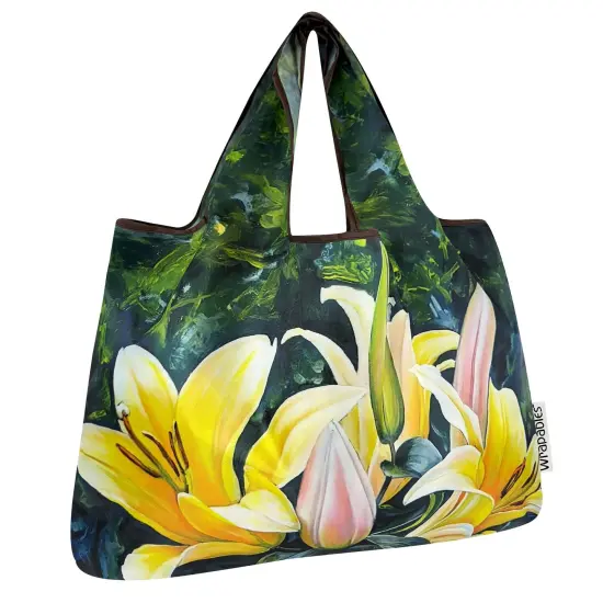 Wrapables Large Foldable Oil Painting Nylon Reusable Grocery Bag, Lilies {1}