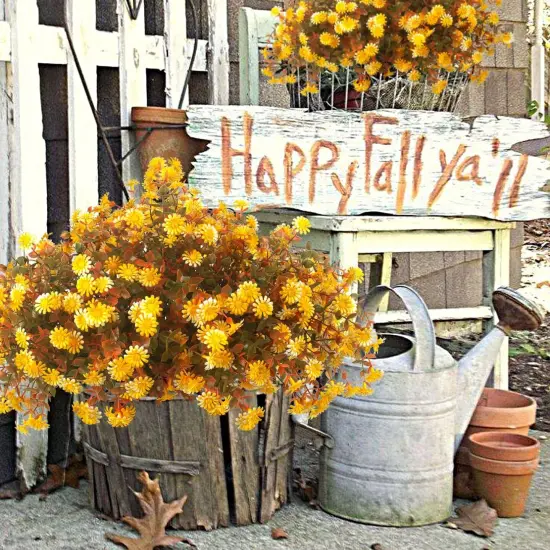 12 Bundles Artificial Fall Flowers for Outdoors - Fall {5}