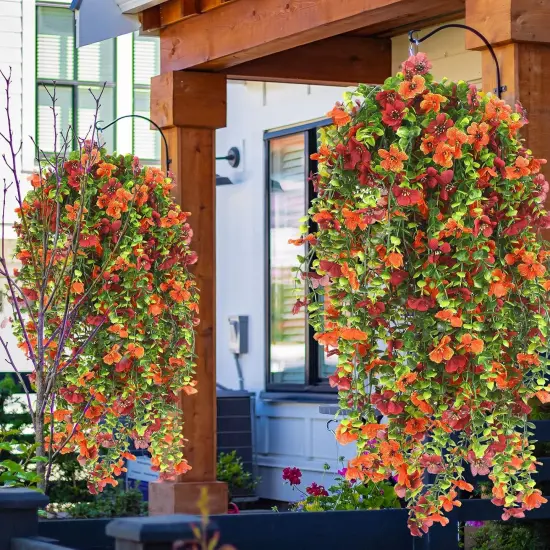 12 Pcs Artificial Fall Hanging Flowers - Mums Violets with Eucalyptus {3}