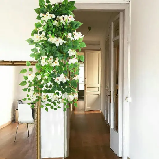 2 Pcs Artificial Hanging Bougainvillea - White {4}