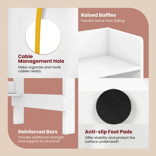 Costway Computer Desk with Power Outlets and USB Ports & Type-C Hutch Open Shelf Drawer Black/White {6}