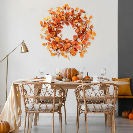 Eucalyptus Berries Orange Leaves Gooseberries - Fall Wreath {3}