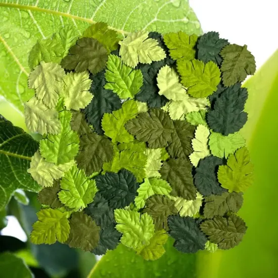 100 pcs Mulberry Paper Fern Leaves 35x30mm(Green Tone) {2}