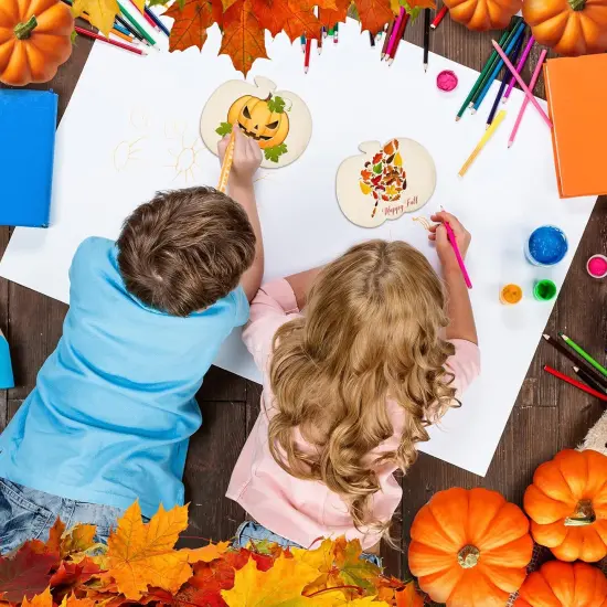 48 Pcs Fall Wooden Pumpkin Cutouts Unfinished Wood {4}