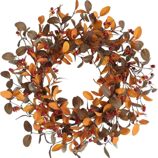 Artificial Fall Wreath with Olive Leaves & Berries {1}
