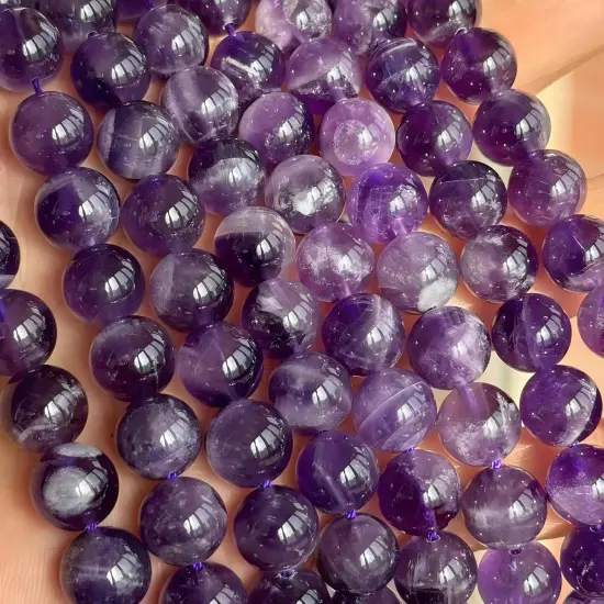 Natural Dreamy Amethyst Beads Round Stone Beads DIY Loose Beads for Jewelry Making Beads 15" (10mm) {4}
