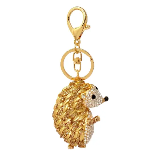 Wrapables Crystal Bling Keychain, Keyring Purse Handbag Pendant Charm, Gold Hedgehog {1}