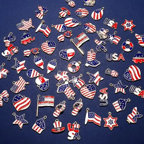 60PCS Patriotic Charms 4th of July Pendants for Jewelry Making {3}