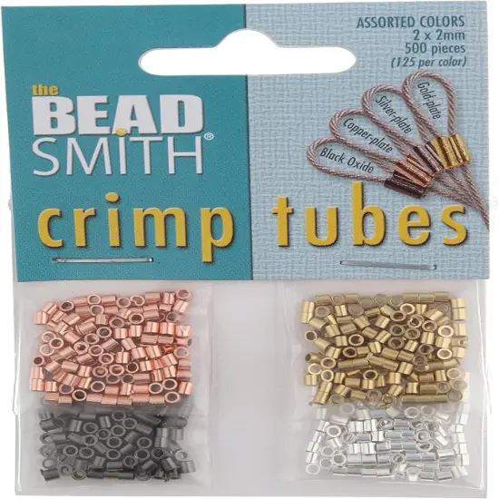 The Beadsmith Tube Crimp Beads, Gold Color, Uniform Cylindrical Shape, No Sharp Edges, Designed to Secure the Ends of Jewelry Stringing Wires and Cables Cop1.5mmx1.5mm100pcs {6}