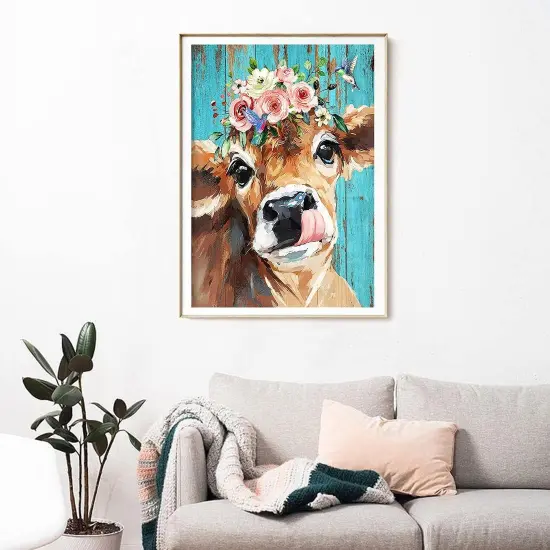 Cow Acrylic Paint by Number kit for Adults & Kids-16x20 inch(No Frame) {3}