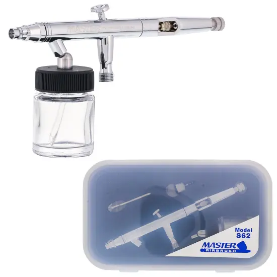 Master Hi-Flow S62 All-Purpose Precision Dual-Action Siphon Feed Airbrush, 0.5 mm Tip, 3/4 oz Bottle {1}