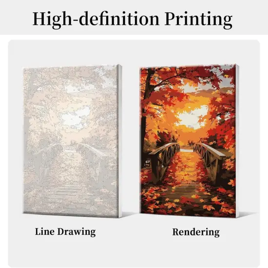 Framed Paint by Numbers Kit for Adults, Autumn Leaves Paint by Numbers Kit for Adults with Easel, DIY Landscape Paint by Number with Frame, Adult Paint by Number Kits Framed Canvas 8x12 Inch {4}