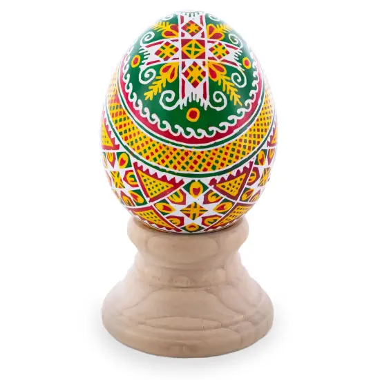 Geometrical Oval Designs on Green Blown Real Eggshell Ukrainian Easter Egg Pysanka {3}
