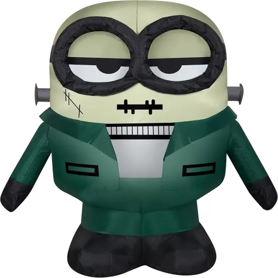 3' Gemmy Airblown Inflatable Halloween Minions Bob as Frankenstein Monster Yard Decoration 222495 {1}