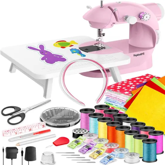 Mini Sewing Machine with 123 Pcs Sewing Kit for Beginners, Dual Speed Portable Sewing Machine with Light and Finger Guard, Suitable for Household, Travel {1}