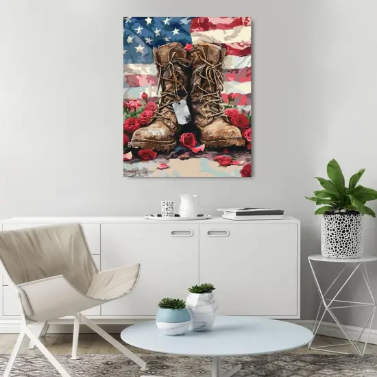 Independence Day Paint by Numbers Kit for Adults Beginners, 4 of July Acrylic Boots Adult Paint by Number Kits on Canvas, Digital Oil Number Painting Kits for Home Decor 16"x20" {3}