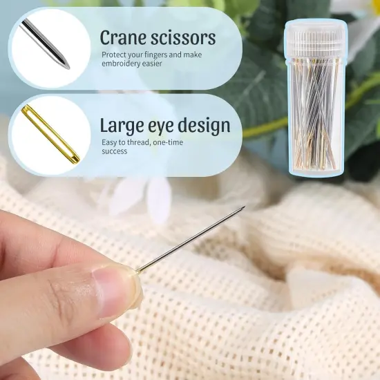 72 Pcs Cross Stitch Supplies, Embroidery Hoops Kits with 6 Pcs Embroidery Hoops, Embroidery Needles, Vintage Scissors, Floss Bobbins and Seam Ripper, Cross Stitch Kit for Beginners Craft Sewing {4}