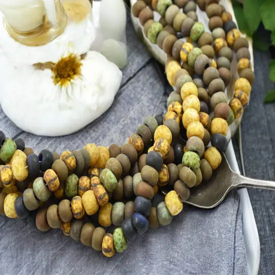 33/0 Aged Matte Caribbean Striped Picasso Seed Bead Mix (9" Strand) {3}