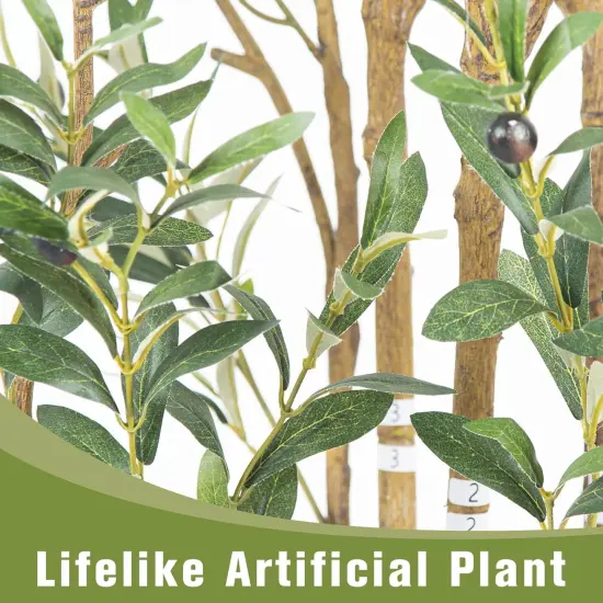 Olive Trees Artificial Indoor 6ft 1Pack - Artificial Plants with White Pot - Artificial Tree for Home Office Living Room Corner {3}