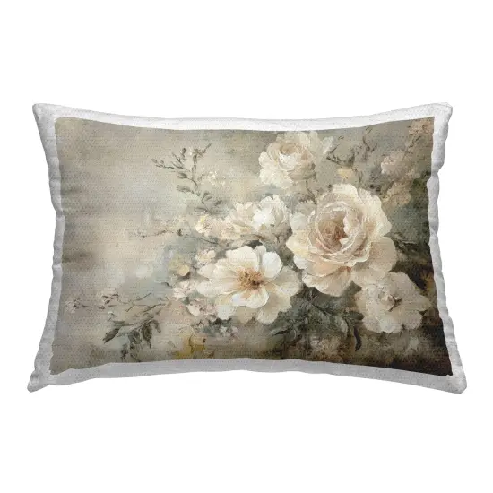 Stupell Industries Beige Faded Florals Outdoor Printed Throw Pillow Design by Petal Prints Design, 14 x 7 x 20 {1}