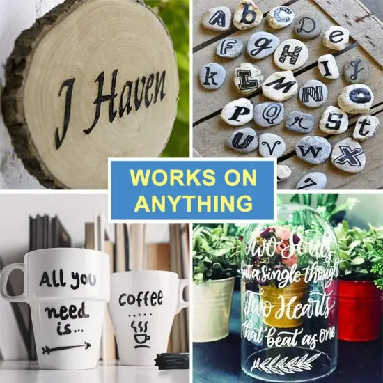 White and Black Paint Pens Paint Markers - 12 Pack Permanent Oil Based Paint Pen, Medium Tip, Quick Dry and Waterproof Marker {4}