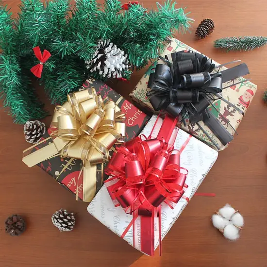 6 Pcs 6inch Pull Bow Christmas Gift Wrapping Pull Bow for Gifts Wrapping Party Birthday Holiday Gift Boxes Bow Basket Packaging Bows for Valentine's Day Presents Flower Decorations {2}