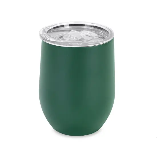 Makerflo 12 oz Powder Coated Wine Tumbler with Leak-Proof Clear Lid, Ideal for Craft and Personalization (Laser Engraving, UV DTF, Epoxy, and Vinyl) Green {2}
