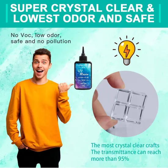 JDiction New UV Resin Kit with Light, Crystal Clear Hard Resin Sunlight Curing UV Resin Beginner Kit for Jewelry, Doming, Coating, and Casting, DIY Craft {5}