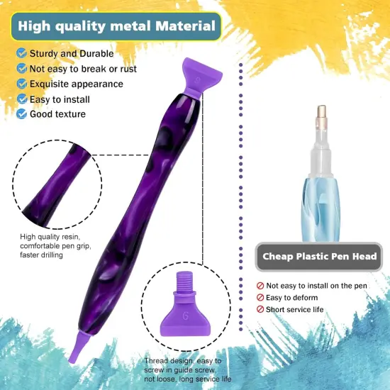 13Pcs 5D Diamond Art Painting Pen Kit - Deep Purple - 0.3mm Fine Point - Ergonomic Grip - Adults & Teens - DIY Art & Jewelry Making {3}