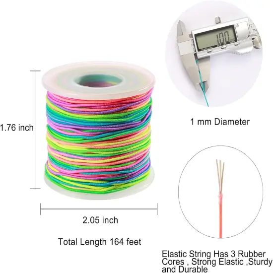 Elastic String for Bracelets, 1mm Sturdy Stretchy String Rainbow Elastic Cord for Jewelry Making, Beading Necklaces and Crafts {2}