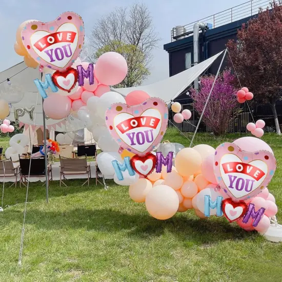 Love You Mom Balloons Mother's Day Balloons Mom Heart Foil Balloons for Mother's Day Themed Party Happy Mother's Day Party Supplies Decorations Party Sets-3 PCS {5}