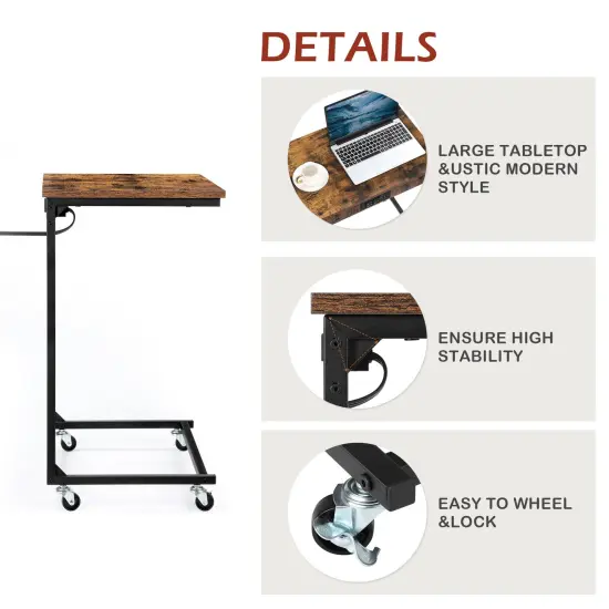 Side Table with Storage Basket, Sofa Side Table, Bedside Table, Bedside Table, Bookshelf C-Shaped Coffee Table, Living Room, Bedroom, Kitchen, Bathroom, Dining Room {2}