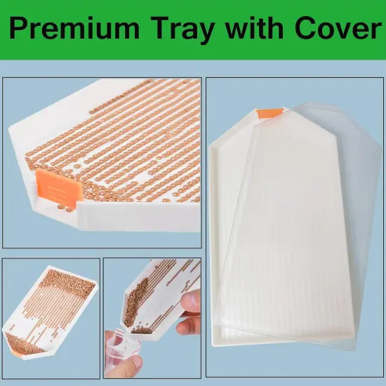 Diamond Painting Tray with Lid/Cover, Diamond Art Tools Rhinestone Tray Kit, Diamond Painting Brush Accessories Help Beads Line up, Anti-Slip Tools Sticky Mat for DIY Art Craft {3}