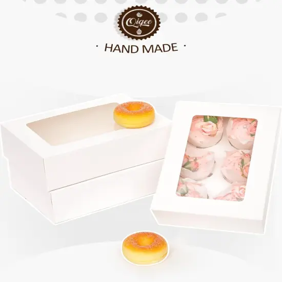 White 6 Cupcake Boxes with Window Auto-pop up 30 Packs Cupcake Box 9"x6.1"x3.3" Bakery Boxes For Cupcakes Carrier, Cupcake Containers {3}