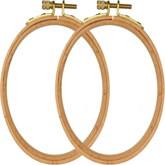 2 Pack 4'' Embroidery Hoop, Guofa 10CM Beech Wood Cross Stitch Hoops, Hanging Embroidery Frame Hoop for Decoration {1}