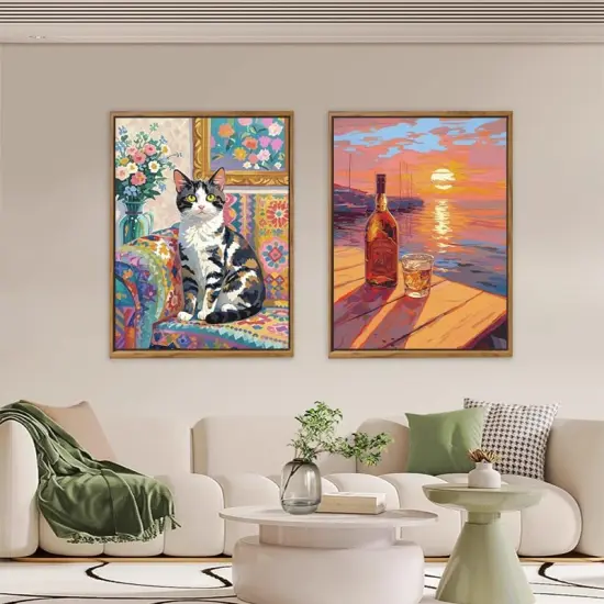 Paint by Numbers Kit for Adults Beginners,16" Wx20 L 2 Pack Canvas for Painting Kits for Adults in Colorful Box-Cat Allure and Sunset Glow {4}