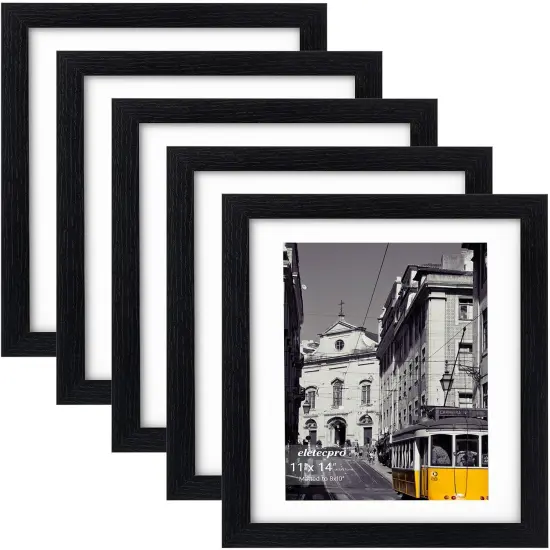 11x14 Picture Frames Set of 5, Gallery wall frame Display 8x10 Photo with Mat or 11x14 without Mat, Picture Frame Collage Wall Decor for Wall Mounting, Black {1}